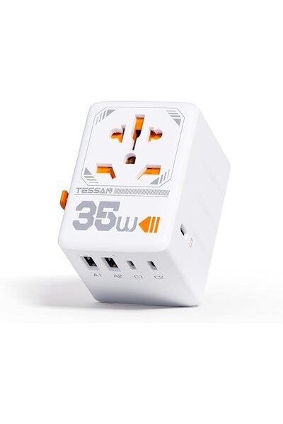 GENERAL 35W Universal Travel International Plug Adapter, 3 USB C & 2 USB a Ch...