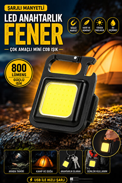 House Bird Şarjlı Manyetik LED Anahtarlık Feneri Açacak 800 Lümen COB Işık US...