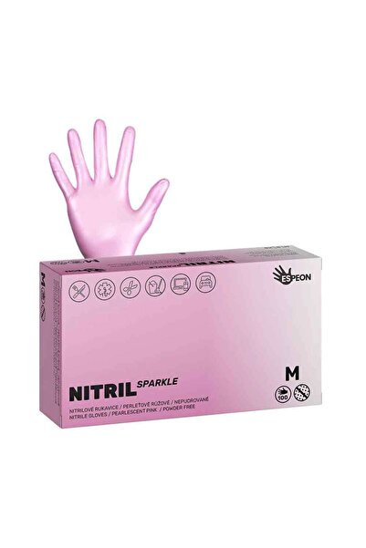 Espeon Mănuși din nitril, ESPEON, fără pudră, roz, M, 100 bucăți, pentru igie...