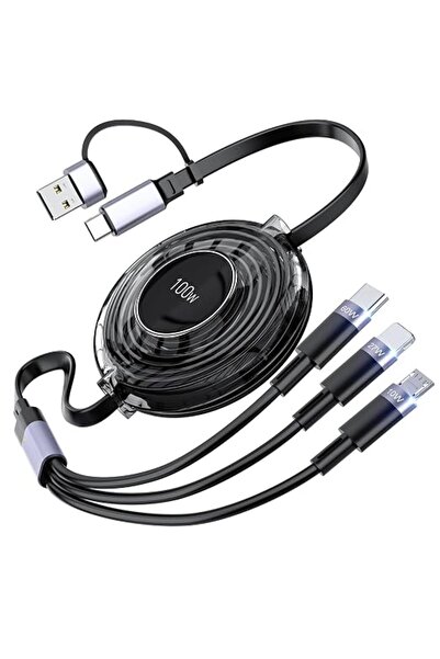 TERRIFI كابل شحن متعدد الاستخدامات قابل للسحب 3 في 1، شحن سريع 100 واط من USB...