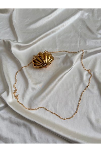Mia Collection Mini Oyster Evening Dress Bag, Wedding Bag, Engagement Bag Gold (the Product Is Not Suitable for Mini Phones)