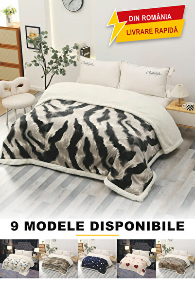 Frasin Select Pătură Foarte Groasă Cocolino cu Blăniță Sherpa, 200x230cm, mul...