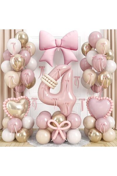 TERRIFI Pink 4 Balloon Number, for 4th Birthday Party Celebrations, Includes ...