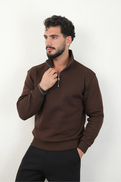 brz braazi Men's Standard Cut Cotton Sweatshirt with Fleece Inside, 3 Thread ...