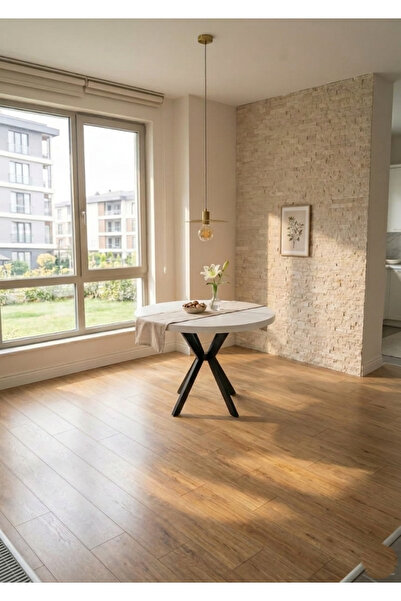 AFRAS Mobilya Beyaz Yuvarlak Mutfak Masası, Yuvarlak Balkon Masası 4 Kişilik ...