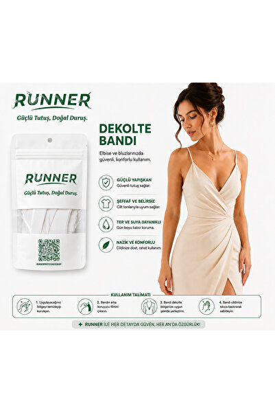 RUNNER Dekolte Bandı – Şeffaf Güçlü Yapışkanlı Elbise, Bluz , Başörtüsü ve Kı...