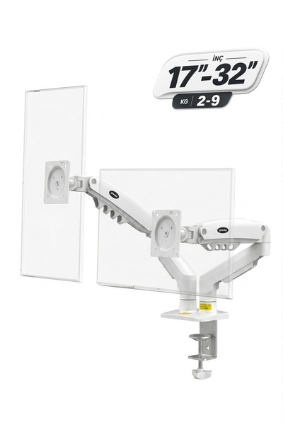 GEEDEL 17-32 Inch Dual Arm Monitor Arm with Shock Absorber Full Motion Vesa C...