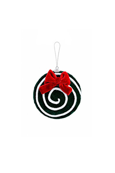 Dekorsende Christmas Ornament Candy Red Velvet Ribbon White Carousel Green 13 cm