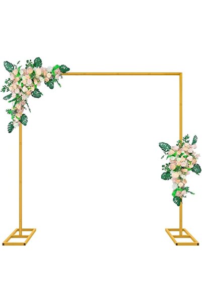 Generic 6.6FT x 6.6FT Gold Wedding Arches for Ceremony Square Metal Balloon A...