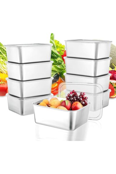 GENERAL Stainless Steel Food Containers with Clear Lids, 8 Pcs Food Storage C...