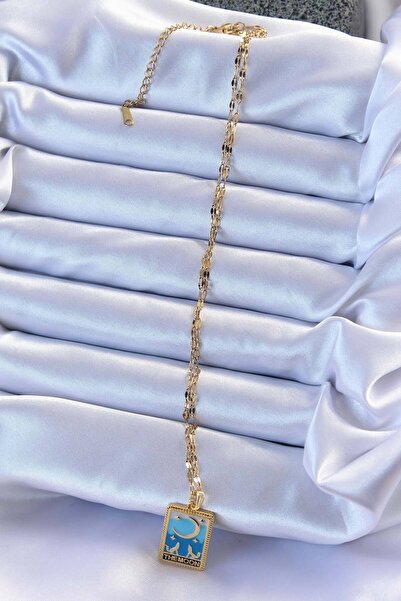 Lisinya 316L Steel Chain Gold Color Blue Enamel Moon Figure Tarot Necklace -