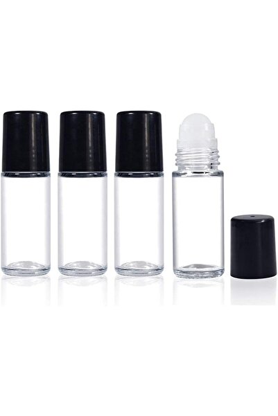 ASKIND 4Pcs Essential Oil Roller Bottles, 30ml Empty Refillable Clear Glass R...