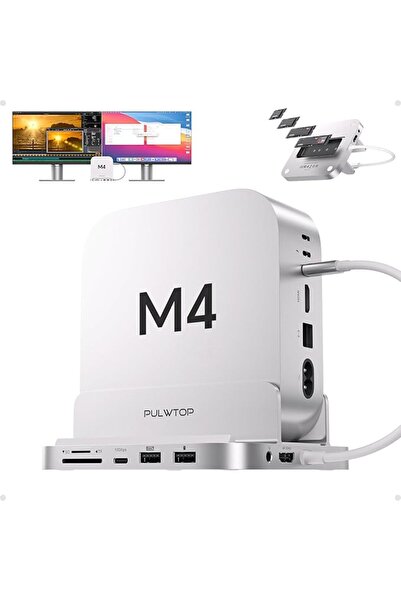 GENERAL قاعدة توصيل ماك ميني M4 مع حاوية SSD بسعة 4 تيرابايت، حامل USB-C عمود...