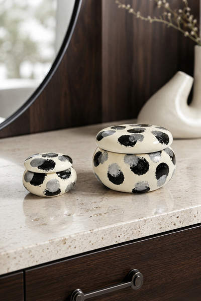 Otaera Pebble |   Black Silver Color, Set of 2 Decorative Storage Boxes with ...