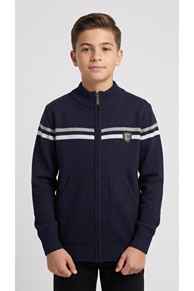 ADA YILDIZ KİDS Boys' Zippered Knitwear with Stripe Detail 6/14 Years