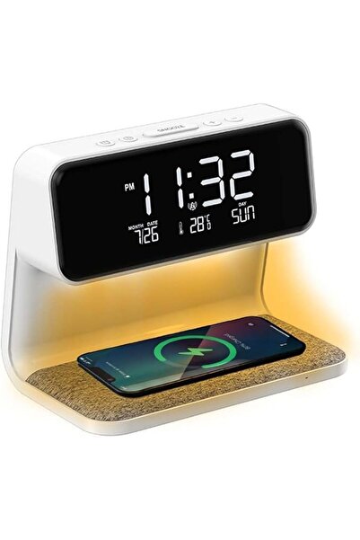 UANDME Digital Alarm Clock, 4 In 1LED Lamp Bedside Alarm Clock, 15W Wireless ...