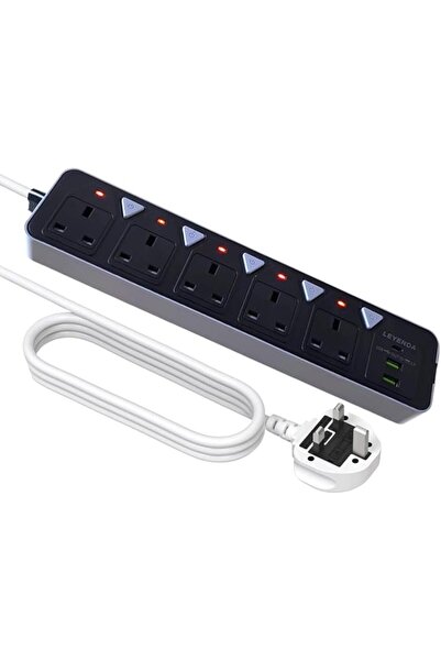 Generic Multiplug Extension Socket 3 Meter lead, 5-Outlets, Dual USB, Type-C,...
