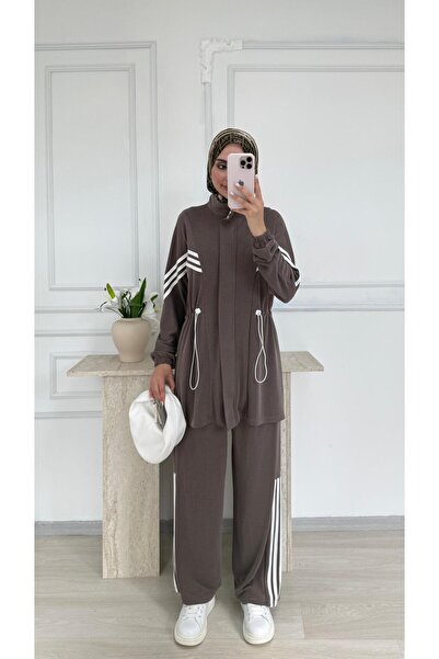ruqaya Women's Zippered Adjustable Waist Detail Sports Suit