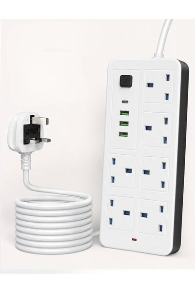 F.A.M.S شريط طاقة متعدد المنافذ 10 في 1 بقوة 2500 واط و13 أمبير مع منافذ USB ...