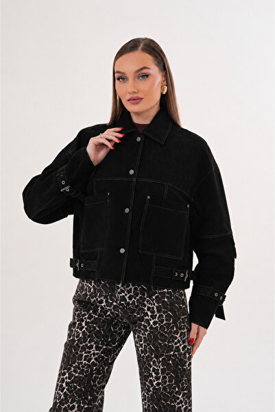 Metins Leather Kadın Kemer Detaylı Astarsız Süet Hakiki Deri Mont 247Moreno
