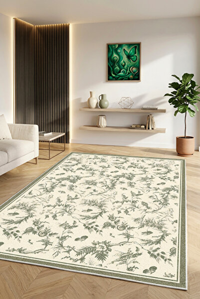 Decomia Home Dijital Kaymaz Yıkanabilir Çiçek Desenli Salon Halısı Mutfak Halısı Koridor Halısı