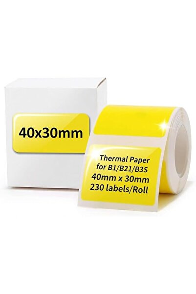 Generic لفة ملصقات حرارية صفراء لطابعات نيمبوت B1 وB21 وB3S، مقاس 40×30 ملم، ...
