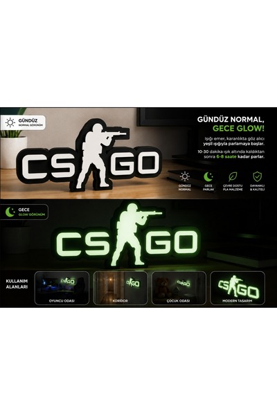Marco Fresco CS GO Gamer Masaüstü Dekorasyon Biblo – Karanlıkta Parlayan Oyun...