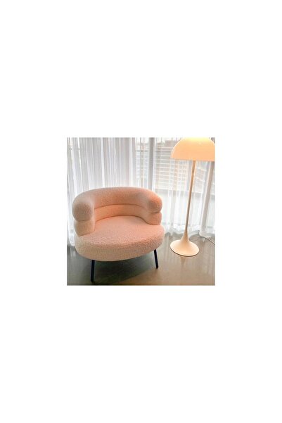 Al Saadah Home Beige Boucle Single Chair with Metal Legs