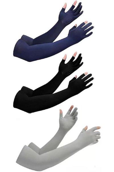 Tazweeq UV Protection Arm Sleeves, 3 Pairs Cooling Sun Block Arm Covers with ...