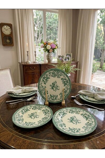 OLİAHOME Olia Home 6 Kişilik 6 Parça 26 cm Servis Tabağı Seti – Zarif Çiçek D...