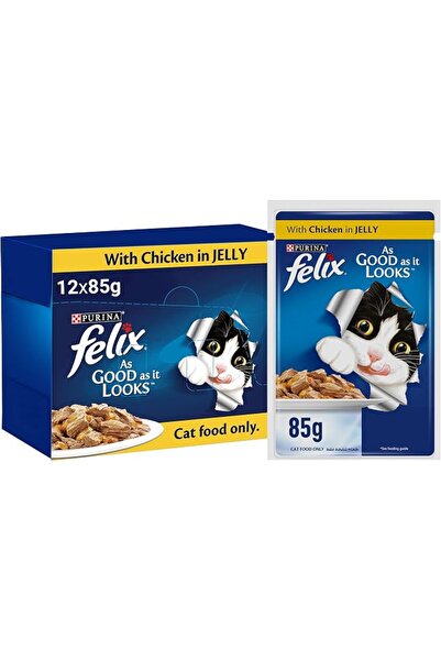 PURINA DOG&CAT CHOW طعام القطط البالغة فيليكس بورينا بنكهة الدجاج في الجيلي 8...