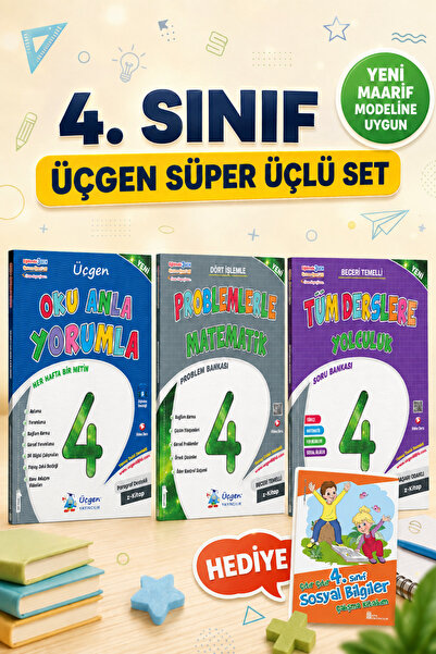 Üçgen Yayıncılık Üçgen 4. Sınıf Süper Üçlü - Tüm Derslere Yolculuk + Probleml...