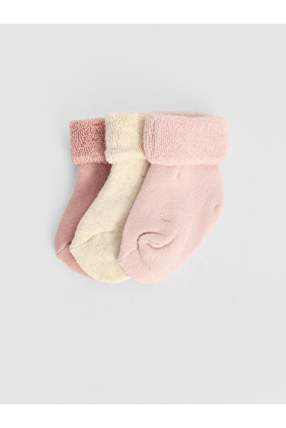 LC Waikiki Rmz Gi̇yi̇m Farki̇yla Baby Girl Towel Socks 3-Piece Set