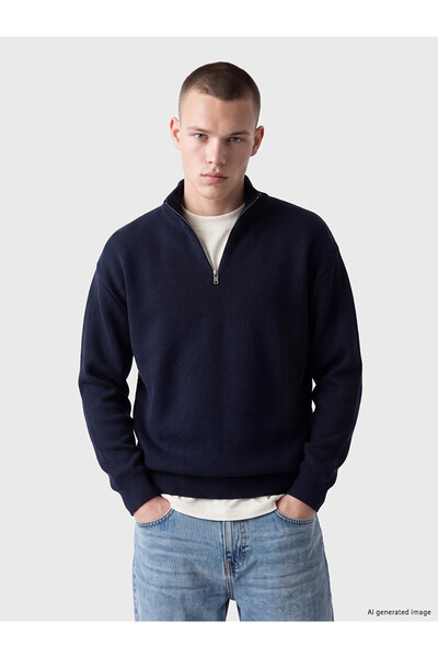 LC Waikiki Nevavm Farkıyla Xside Navy Blue Knitwear Flat Fisherman / Half Tur...