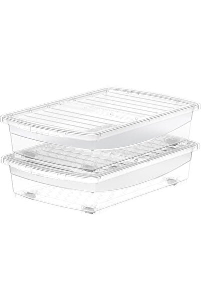 Cosmoplast 25L Clear Plastic Underbed Storage Box with Wheels & Lockable Lid ...