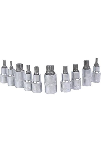 Lawazim Triple Square Spline Socket Bit Set -10 Pieces- Impact-Ready Heat-Tre...