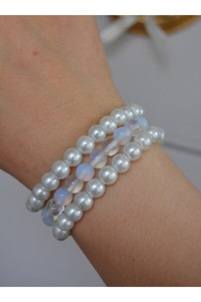 Stoneage Moonstone Vein Bracelet Set - Multi-Colored