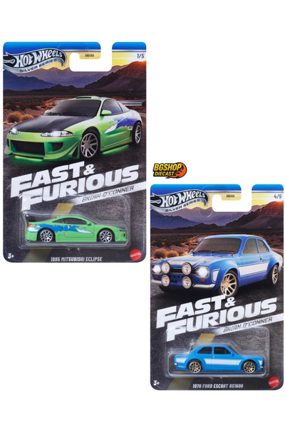HOT WHEELS Fast & Furious Brian O'Conner - 1995 Mitsubishi Eclipse - 1970 For...
