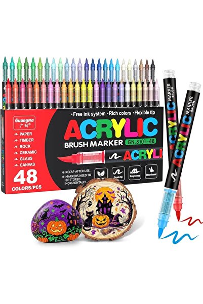 Guangna 48 Colours Acrylic Marker Pens for Paper, Glass, Pebble, Metal, Plast...