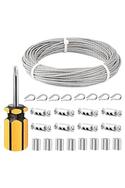 Generic 1/8 Wire Rope Kit - 304 Stainless Steel Cable with Turnbuckles for Ca...