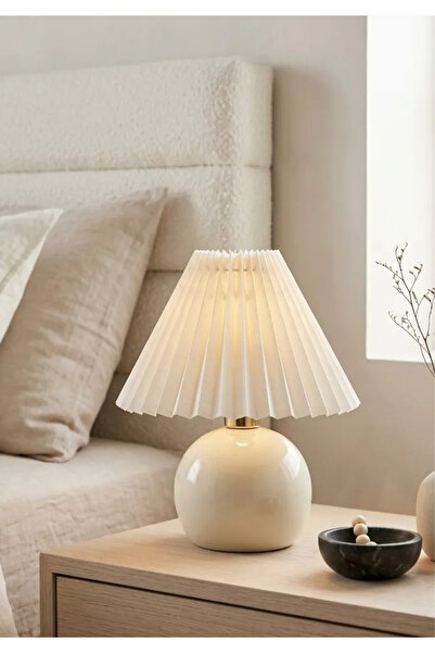 HOMİNG Kitty Mini Abajur Krem Pileli 242935