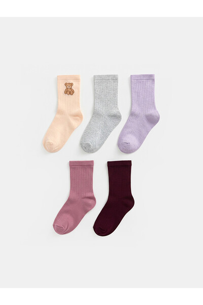 LC Waikiki Rmz Gi̇yi̇m Farkiyla Embroidered Women's Socks 5-Pack