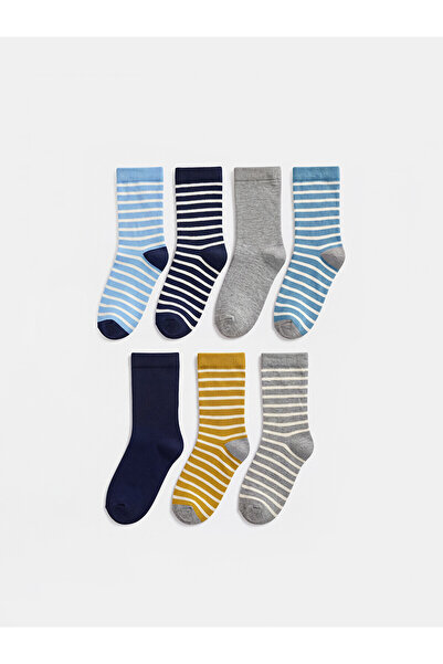 LC Waikiki Nevavm Farkıyla Lcw Kids Mixed Striped 7-Piece Pack Boys' Socks
