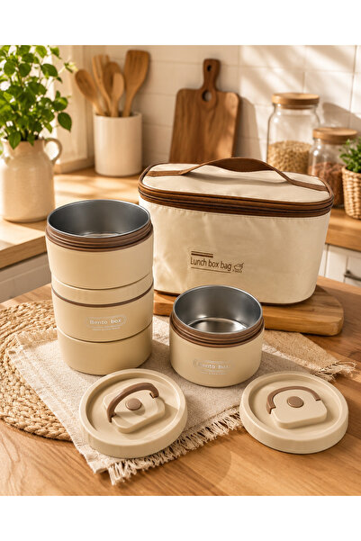 FAVORA 4-Piece Steel Thermos Lunch Box Food Container Set