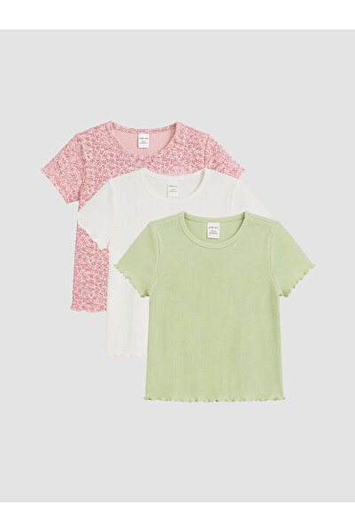 LC Waikiki Two Mt Shop Quality Lcw Baby Pink Oval Collar Baby Girl T-Shirt 3-...