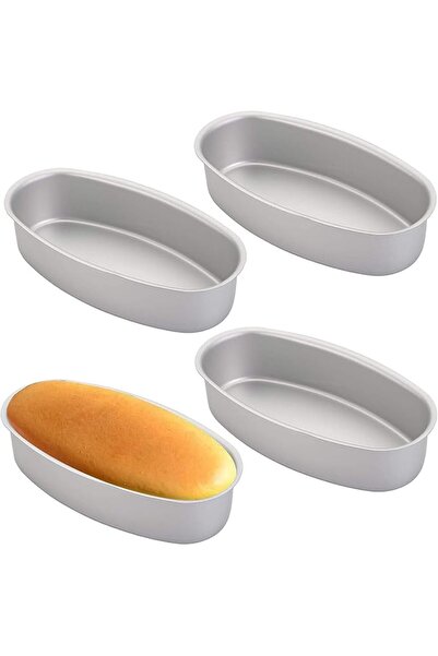 ELECDON 4 Packs Oval Cheesecake Pan - 8 Inch Non-Stick Oval Cake Bread and Me...