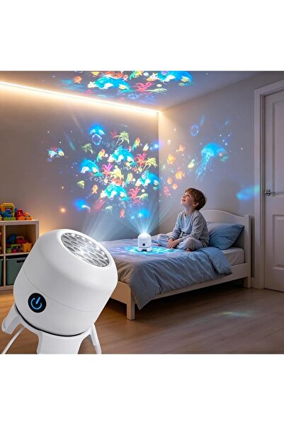 SYOSI Dynamic LED Ocean Wave Projector, 360° Rotating 3D Ripple Projection La...