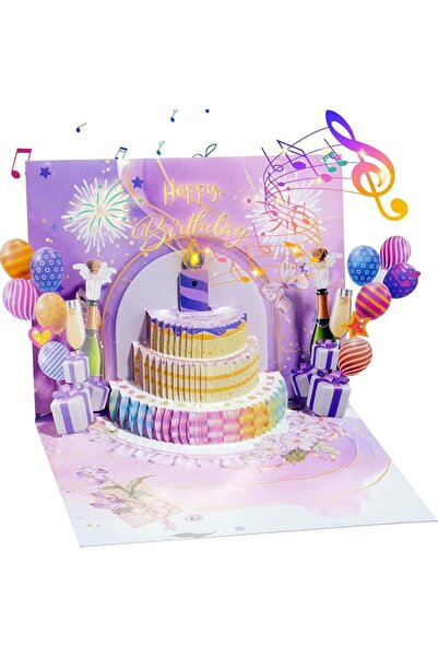 NALACAL Birthday Cards, 3D Pop Up Fireworks Greeting Cards, Musical & LED Lig...