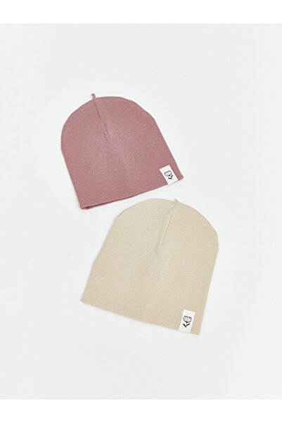 LC Waikiki Rmz Gi̇yi̇m Farkiyla Classic Baby Girl Beanie 2-Pack