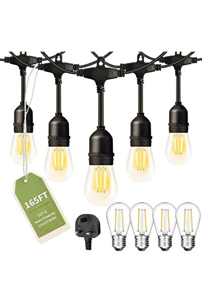 GENERAL أضواء LED خارجية بطول 50.5 متر تعمل بالكهرباء، تحتوي على 50+4 مصباح S...